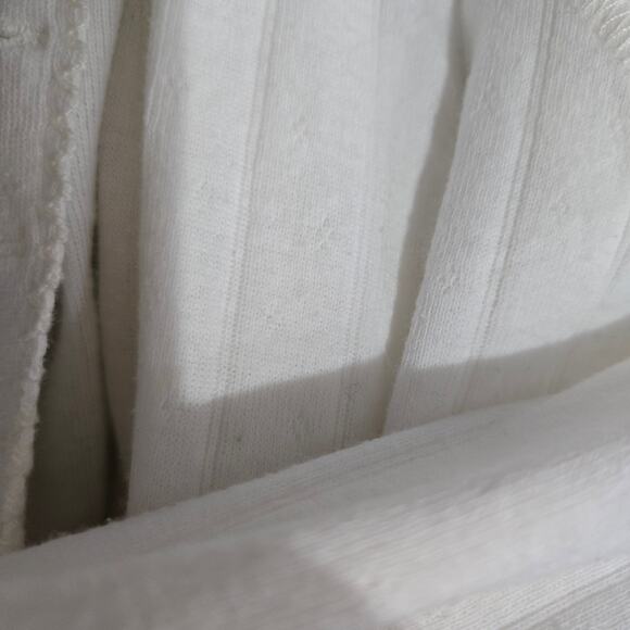 Free People Coffee Chat Pullover Top White Henley Pointelle Knit Oversize Medium - Picture 8 of 13